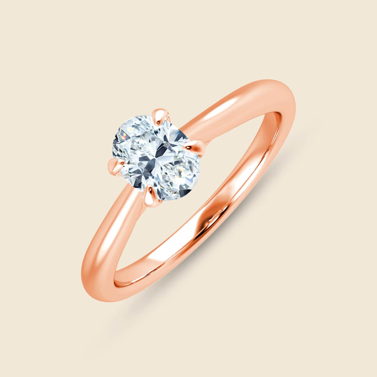 Verlobungsring mit einem Labor-Diamanten und ovalen Diamant-Schliff