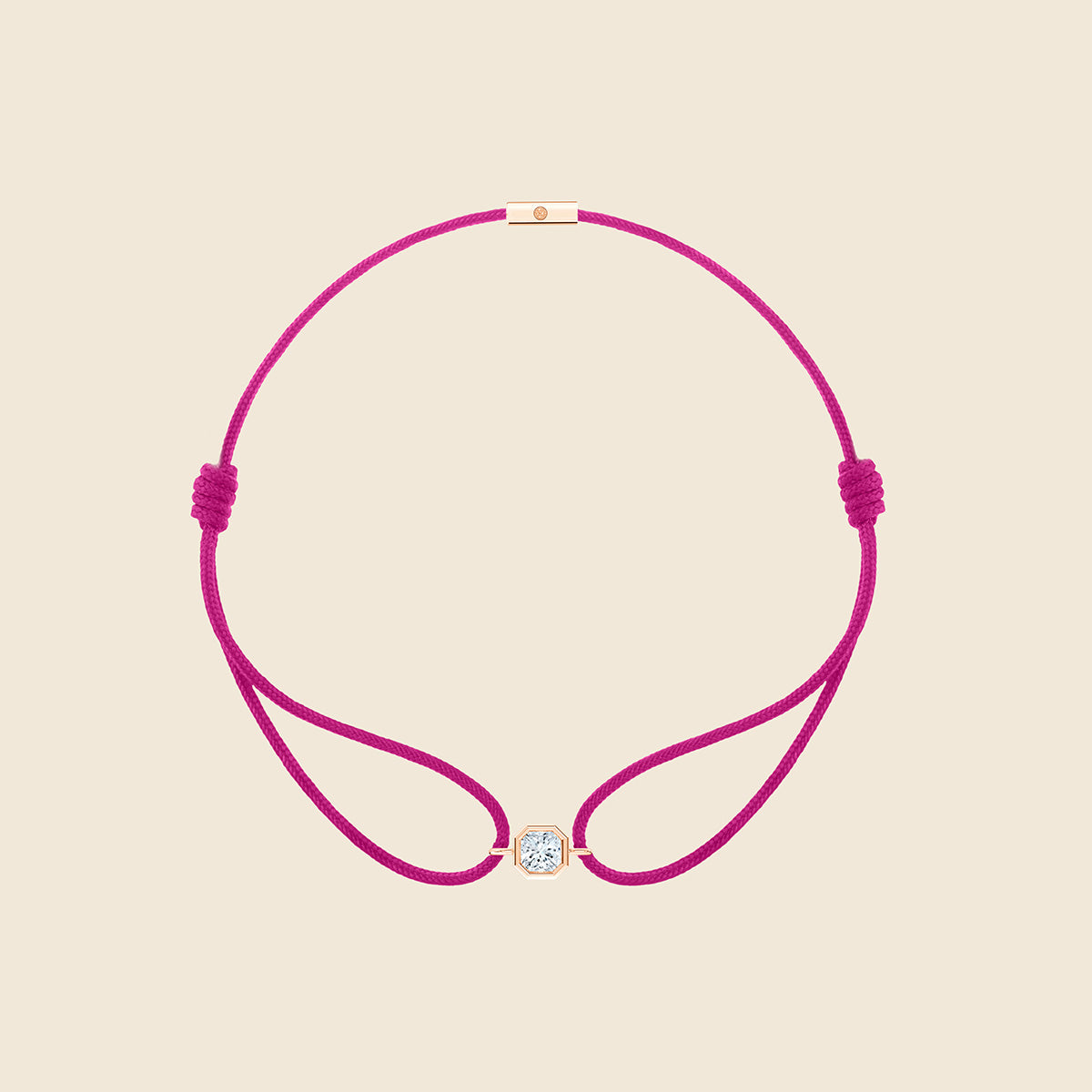 Pinkes Kordarmband mit Lab Diamanten in Asscher-Schliff