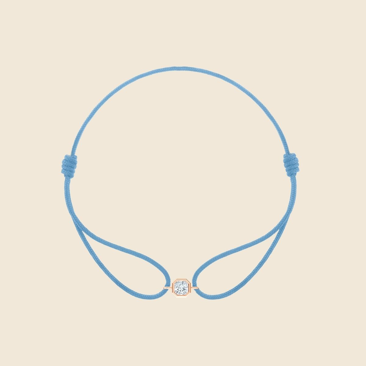 Kordarmband in khaki mit Lab Diamanten in Asscher-Schliff mit rosé Fassung