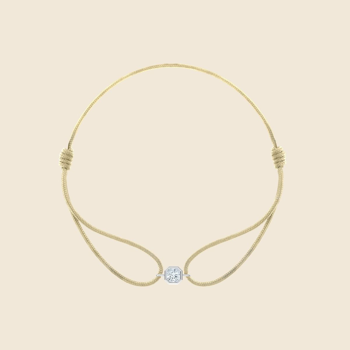 Kordarmband in desert mit Lab Diamanten in Asscher-Schliff mit weißer Fassung