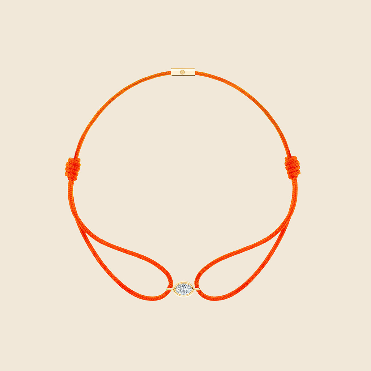 orangenes Kordarmband mit ovalem Lab Diamanten in goldener Fassung
