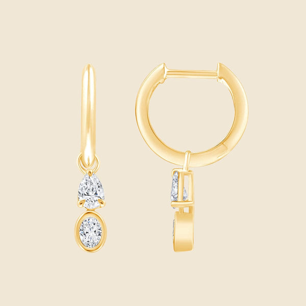 Ohrringe mit Lab Diamanten in Kessel- und Krappenfassung in Gold