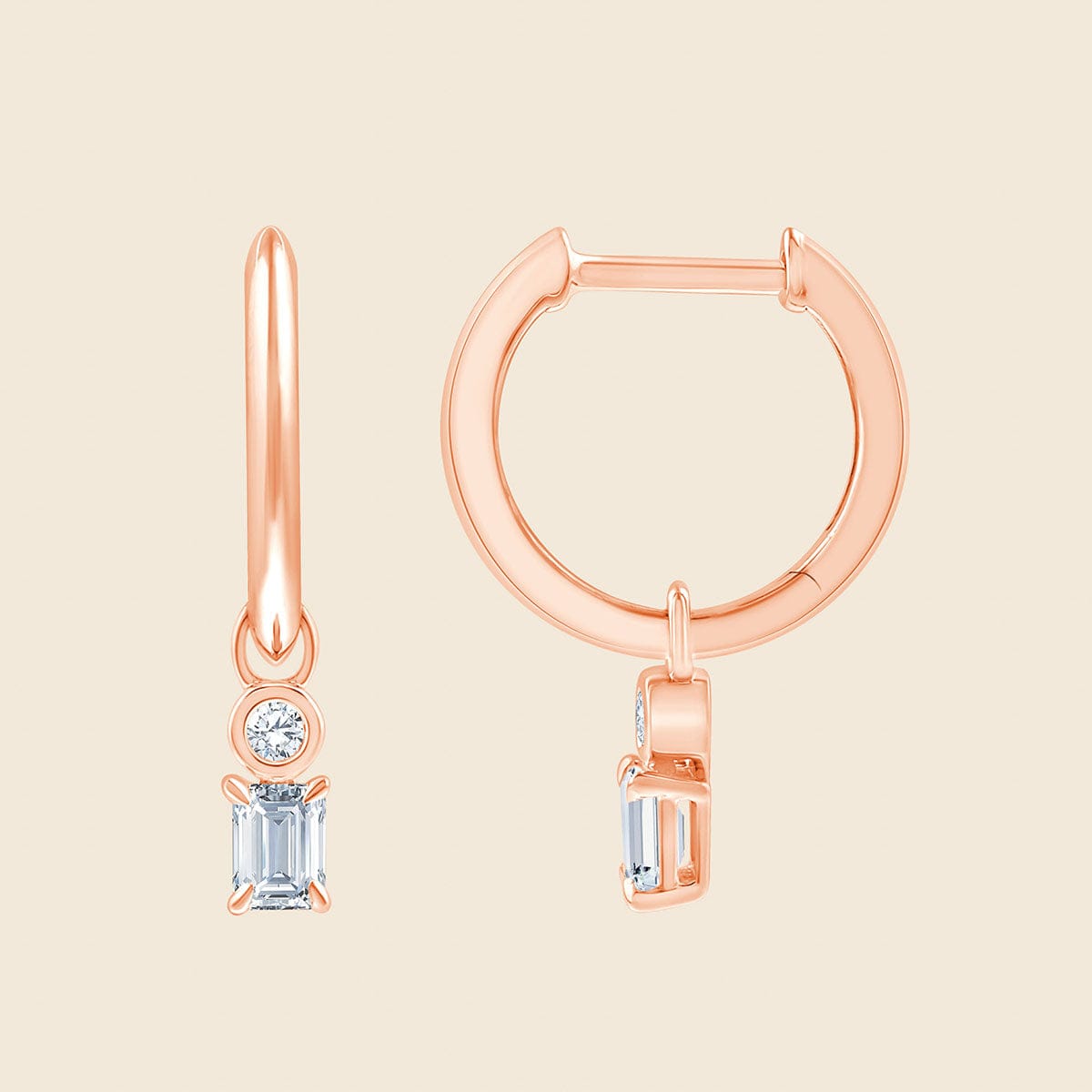 Ohrhänger in Rose mit Lab Diamanten in Krappen- und Kesselfassung