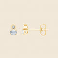 goldene Ohrstecker mit Lab Diamanten in Rundschliff und Smaragtschliff