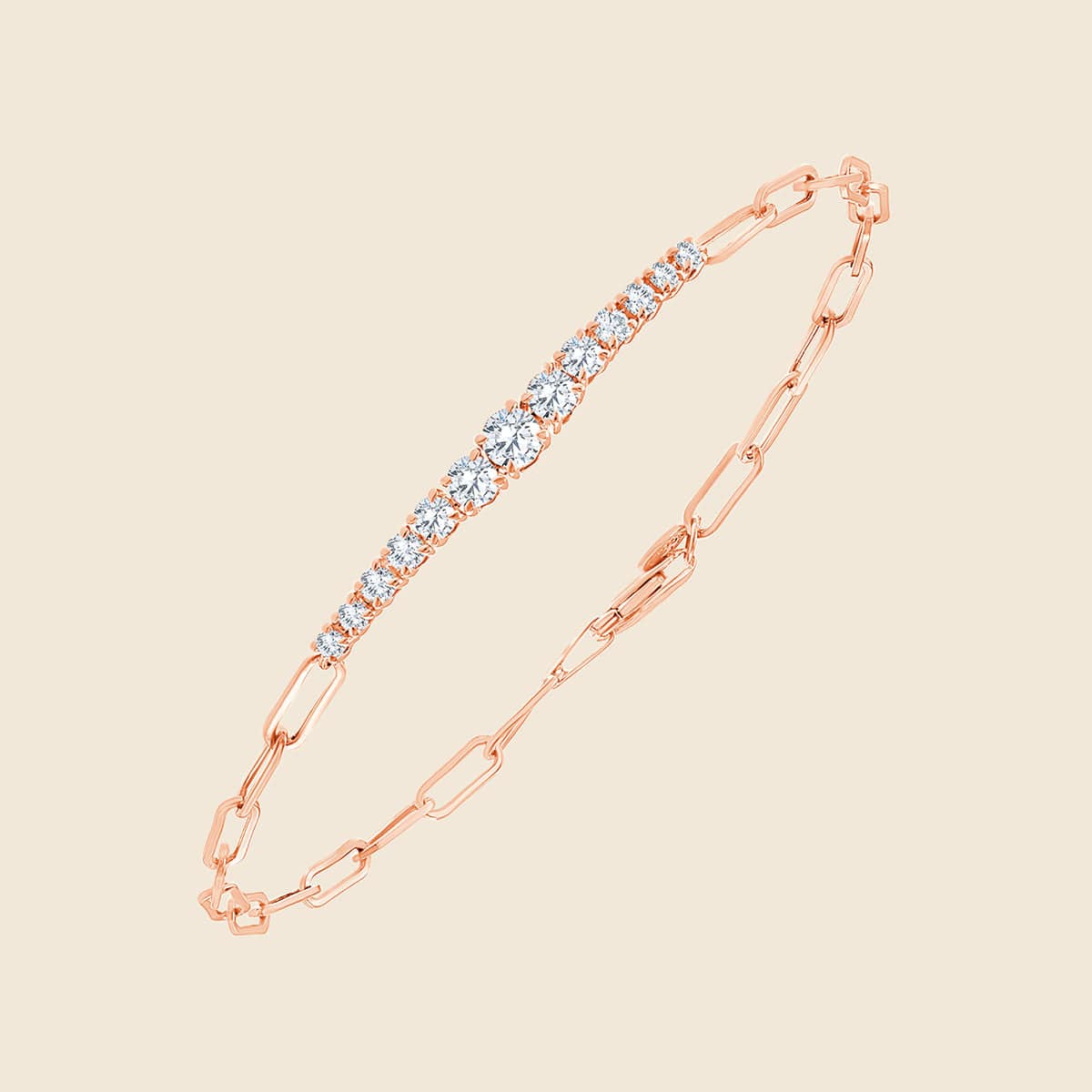 Armband mit runden Lab Diamanten in Krappenfassungn Rose