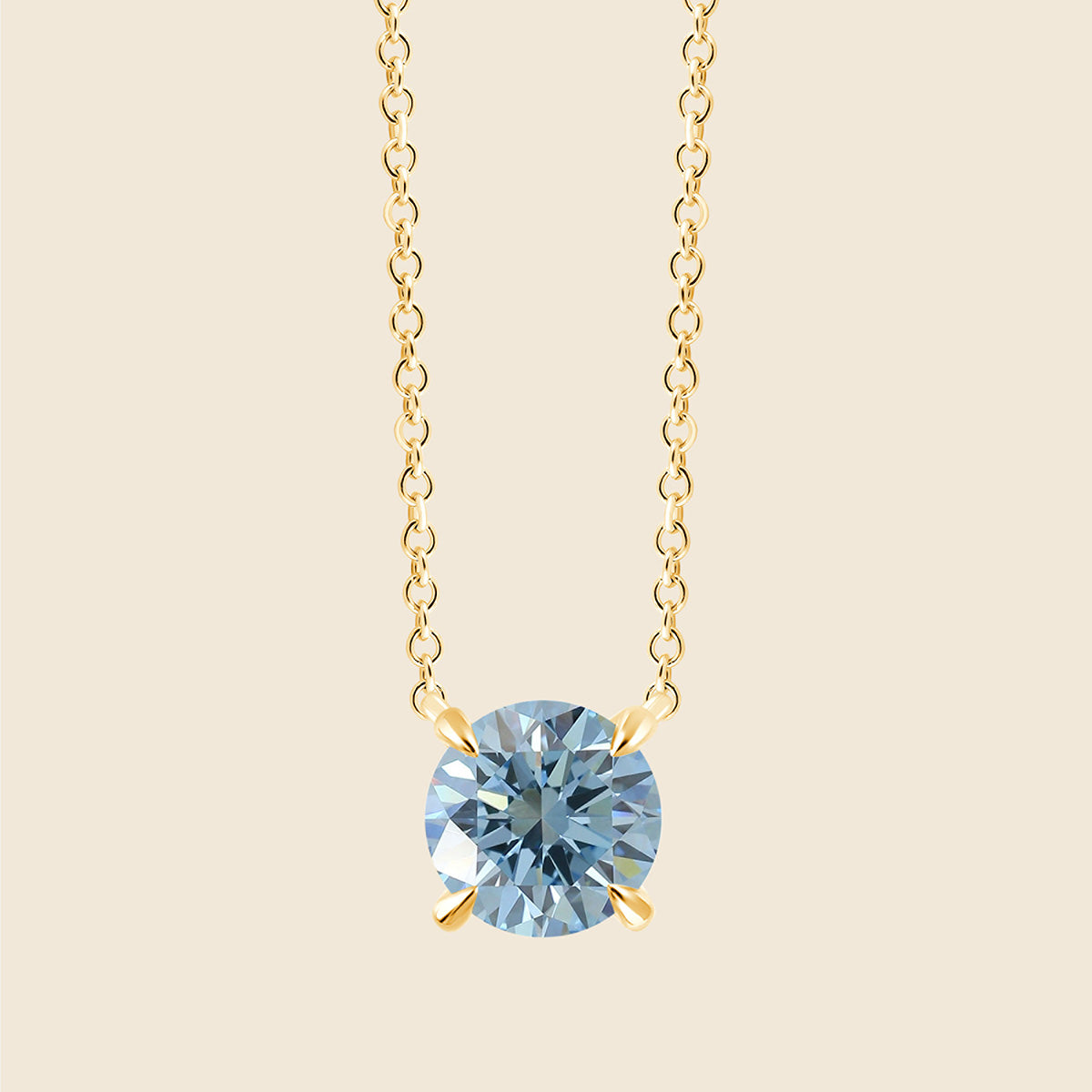 Gelbgoldene Kette mit blauem Lab-Diamanten