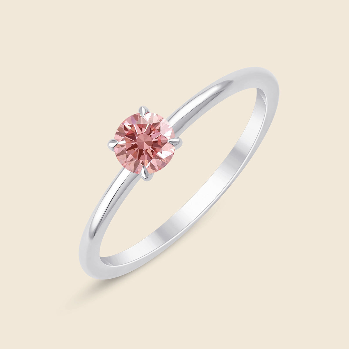 Bezaubernder Ring in Weiß mit pinkem Lab-Diamanten