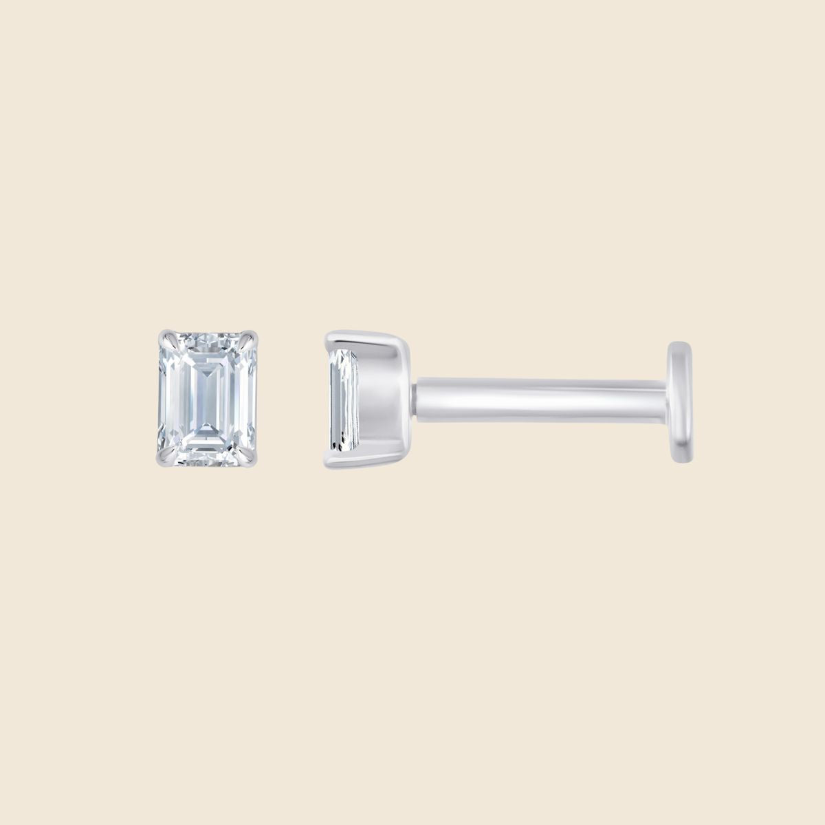 14k Weißgold Piercing mit Lab Diamant