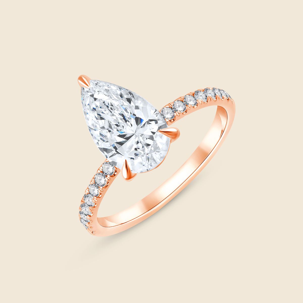 Verlobungsring in Roségold mit Labor Diamant im Pearschliff