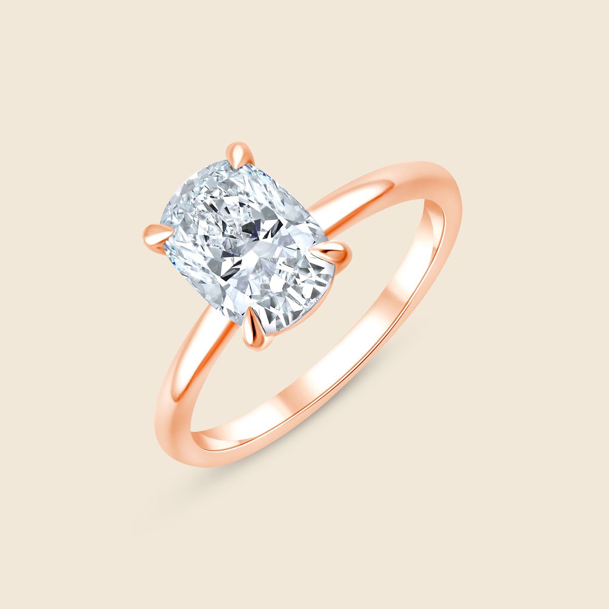 Verlobungsring in Roségold mit Labor Diamant im Cushion-Schliff