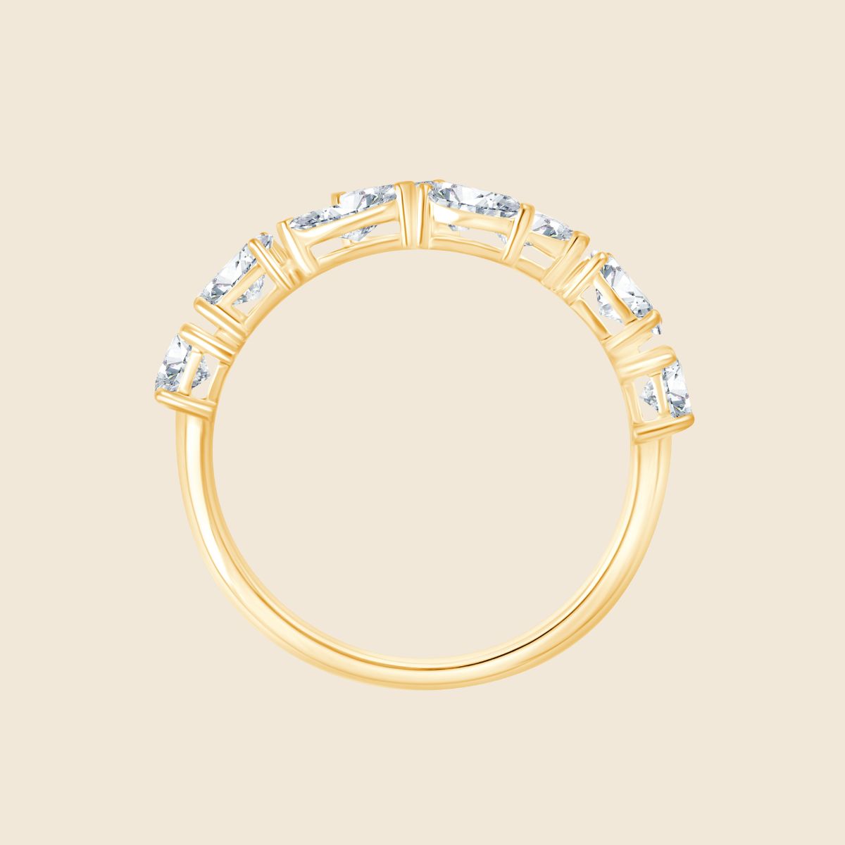 Seitenansicht Labor Diamantenring in Wickeloptik mit besonderen Diamantschliffen