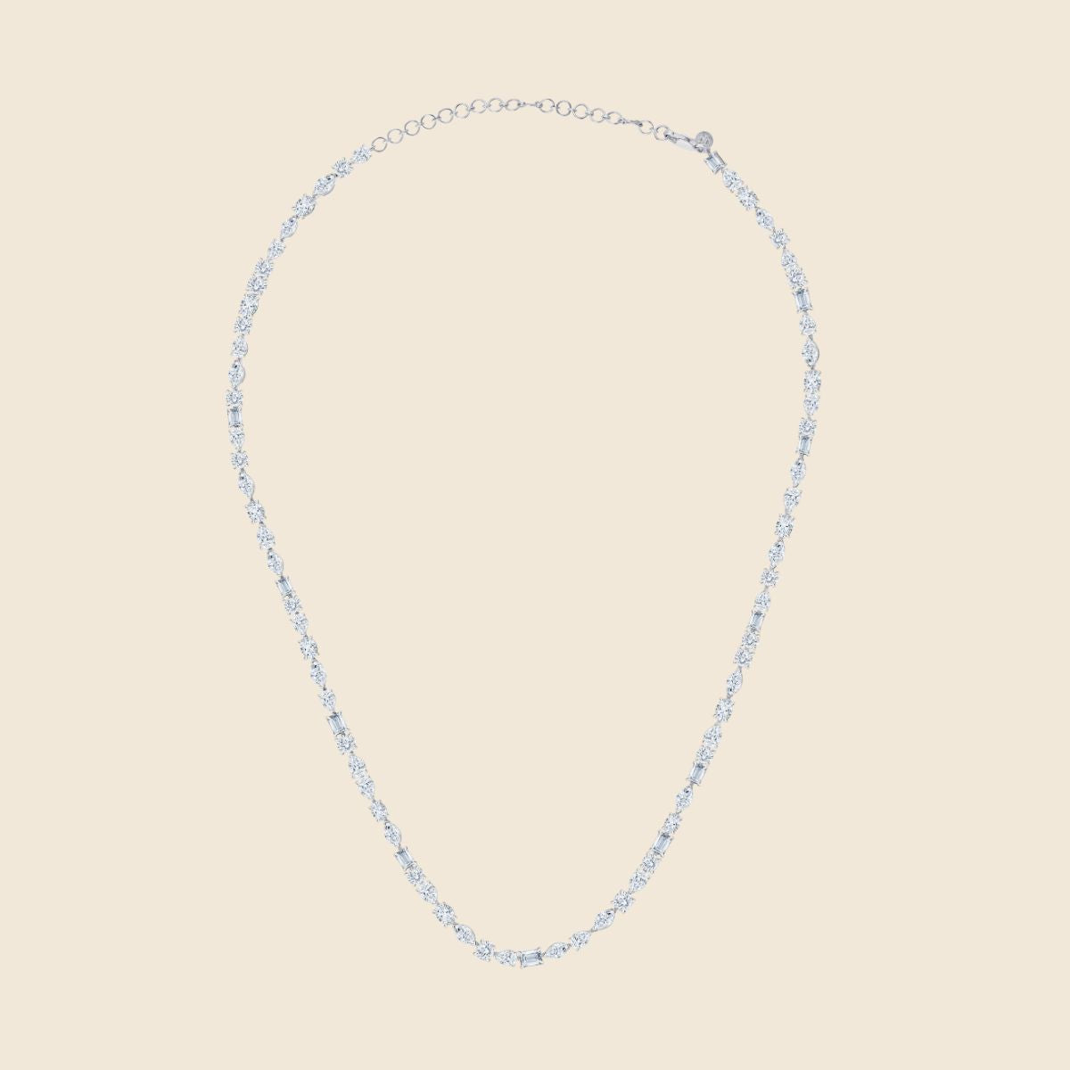 Weißgoldkette mit Labor Diamanten in verschiedenen Schliffen