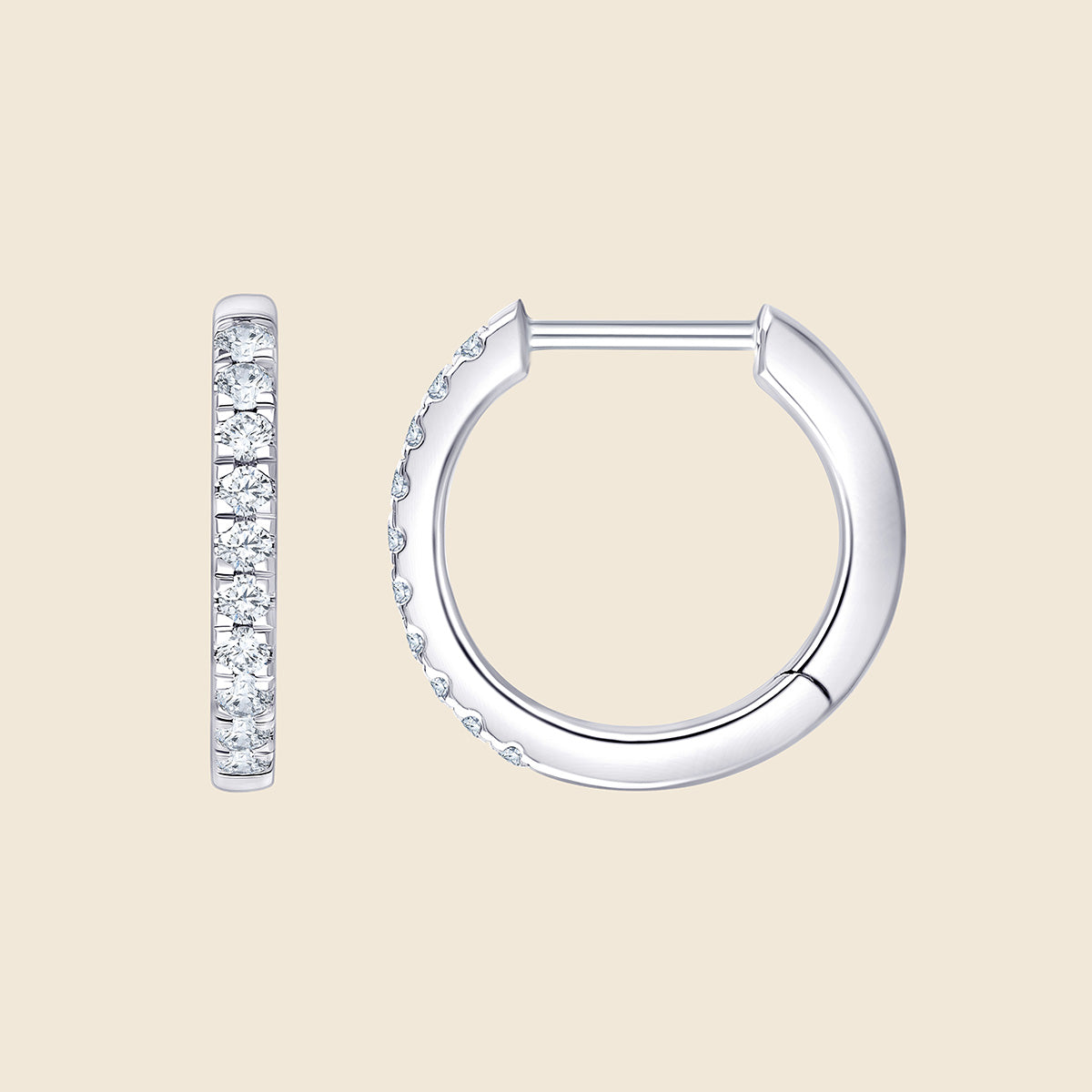 Weißgoldene Kreolen mit 10 eingesetzten runden Labor Diamanten