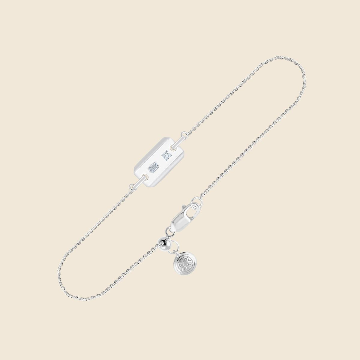 Unisex Silberarmband mit Lab Diamanten im Princess und Emerald Schliff