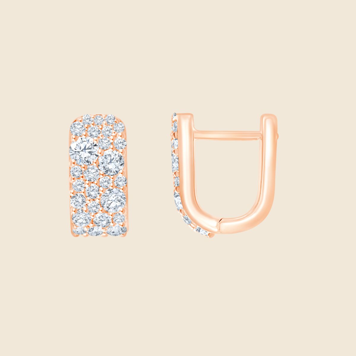 Silberohrringe in Rosé mit Lab Diamanten im Rundschliff