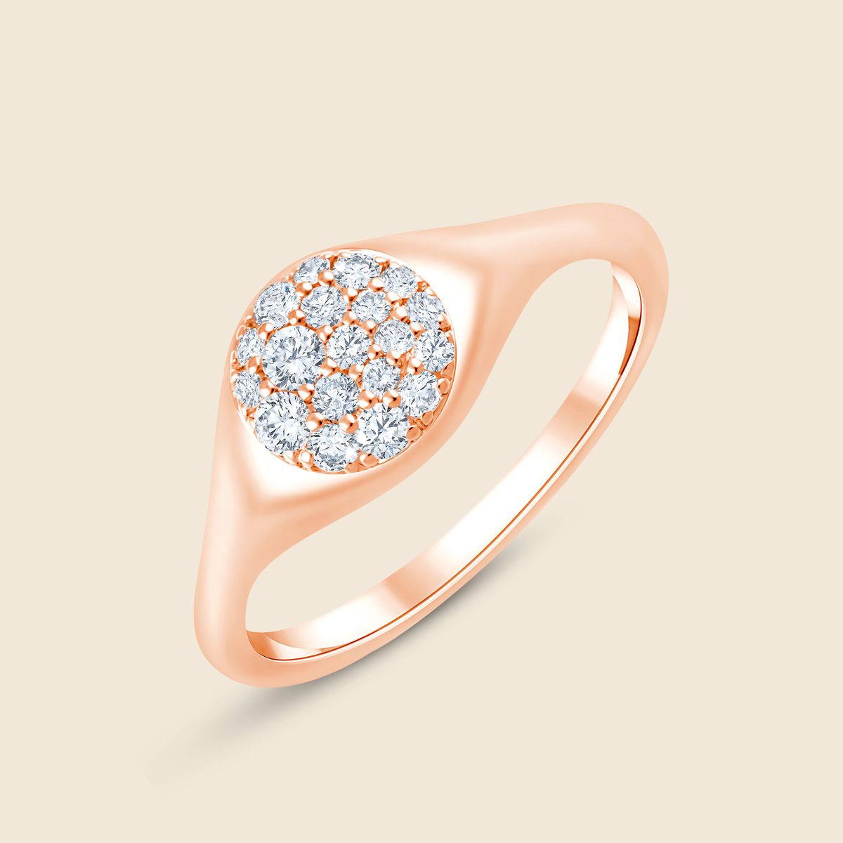 Silberring in Rosé mit Lab Diamanten im Rundschliff