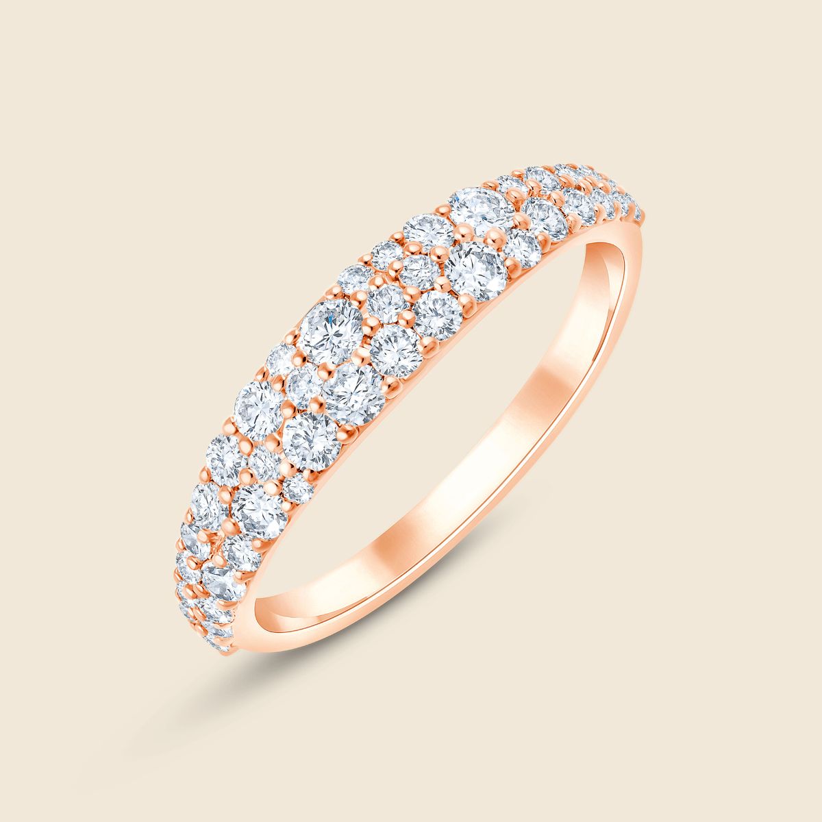 Silberring in Rosé mit Lab Diamanten im Rundschliff