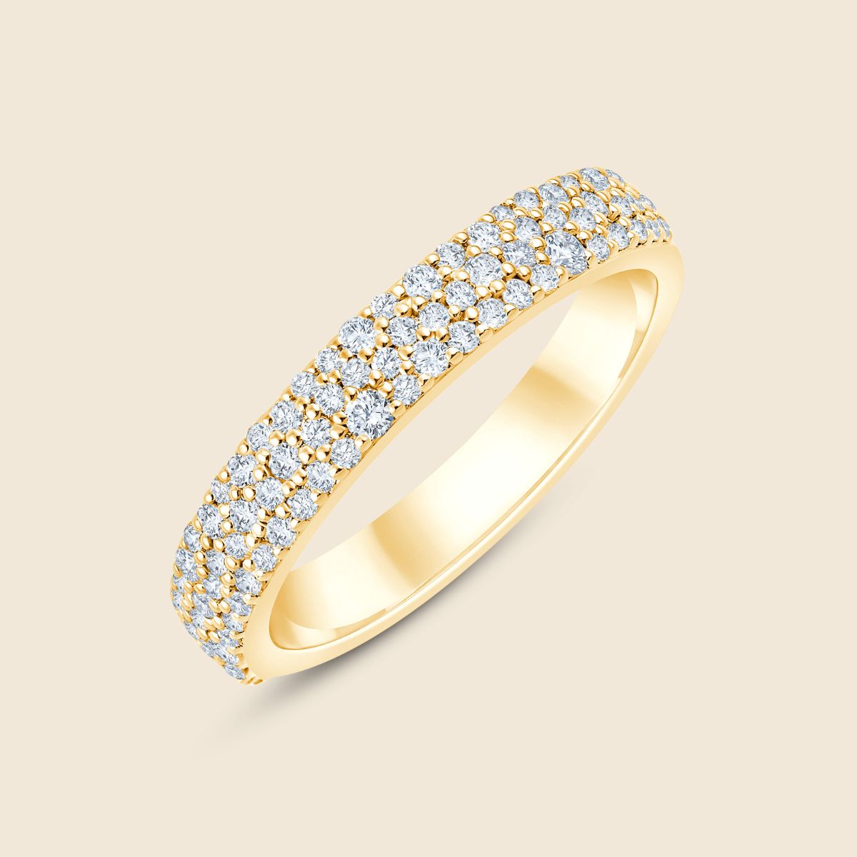 Vergoldeter Silberring in Gelb mit Lab Diamanten im Rundschliff