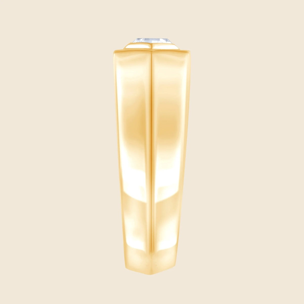 Ring aus 14K Gelbgold mit Lab Diamanten im Hexagonschliff Seitenansicht