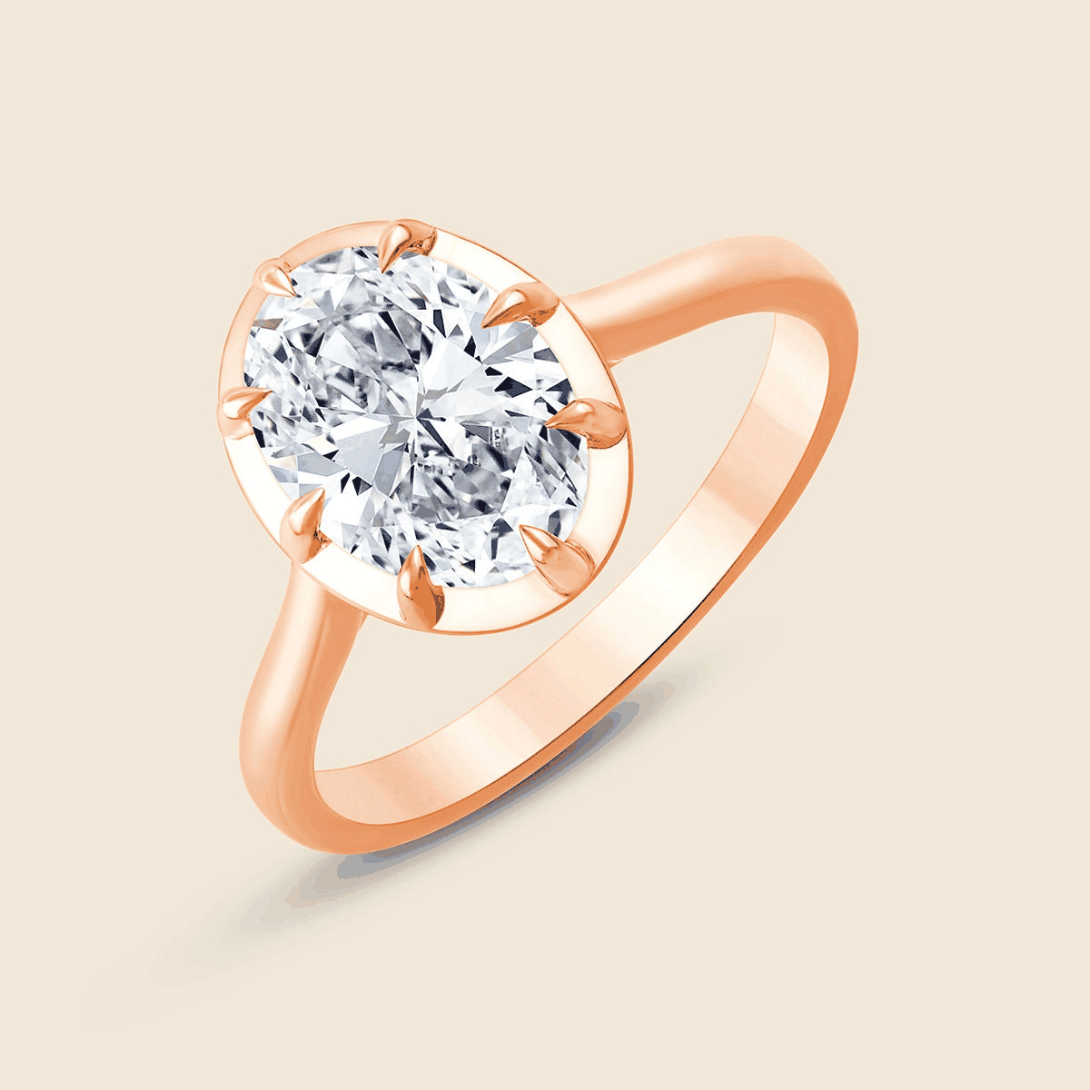 Verlobungsring aus Rosegold mit 2 Carat Oval Lab Diamant