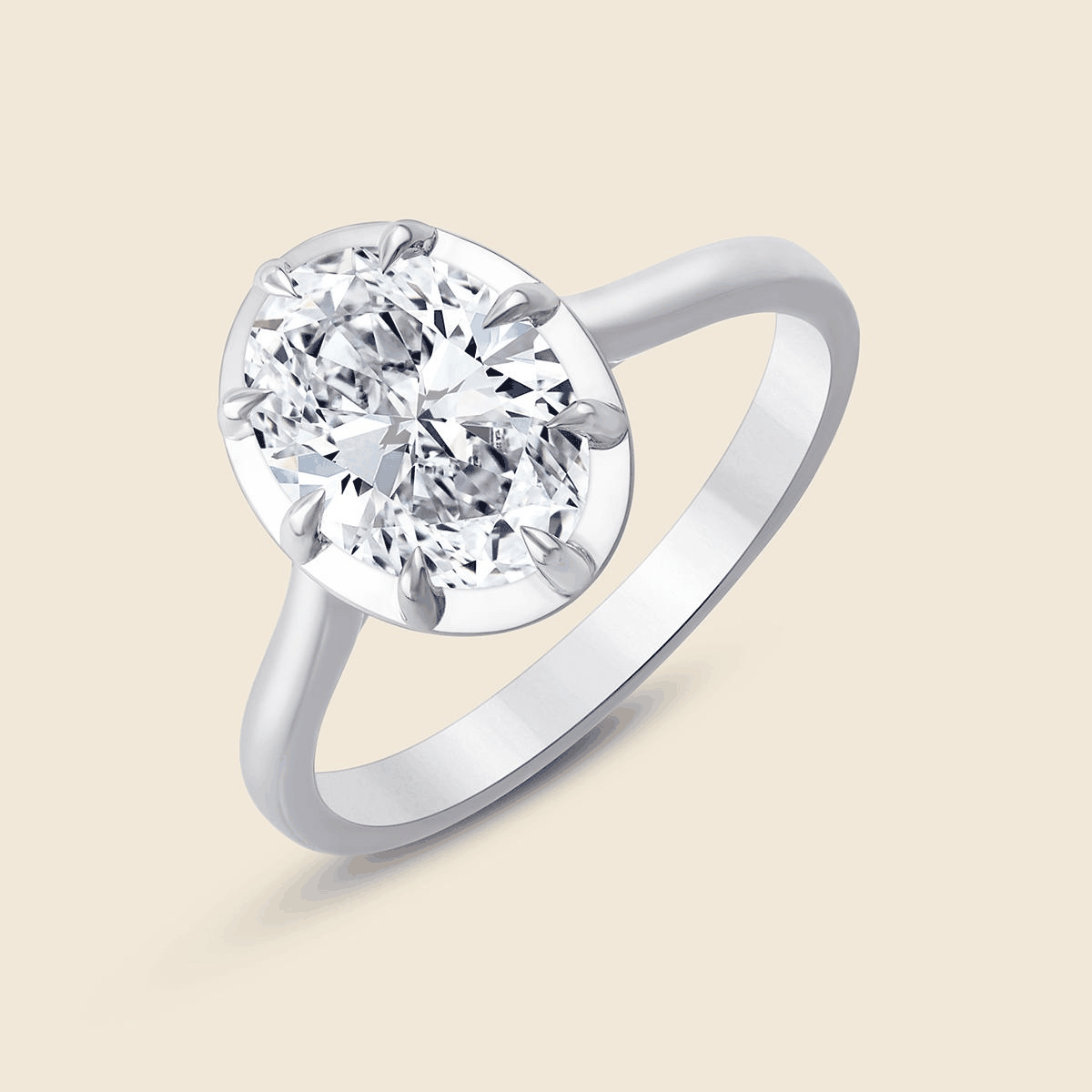 Verlobungsring aus Weissgold mit 2 Carat Oval Lab Diamant