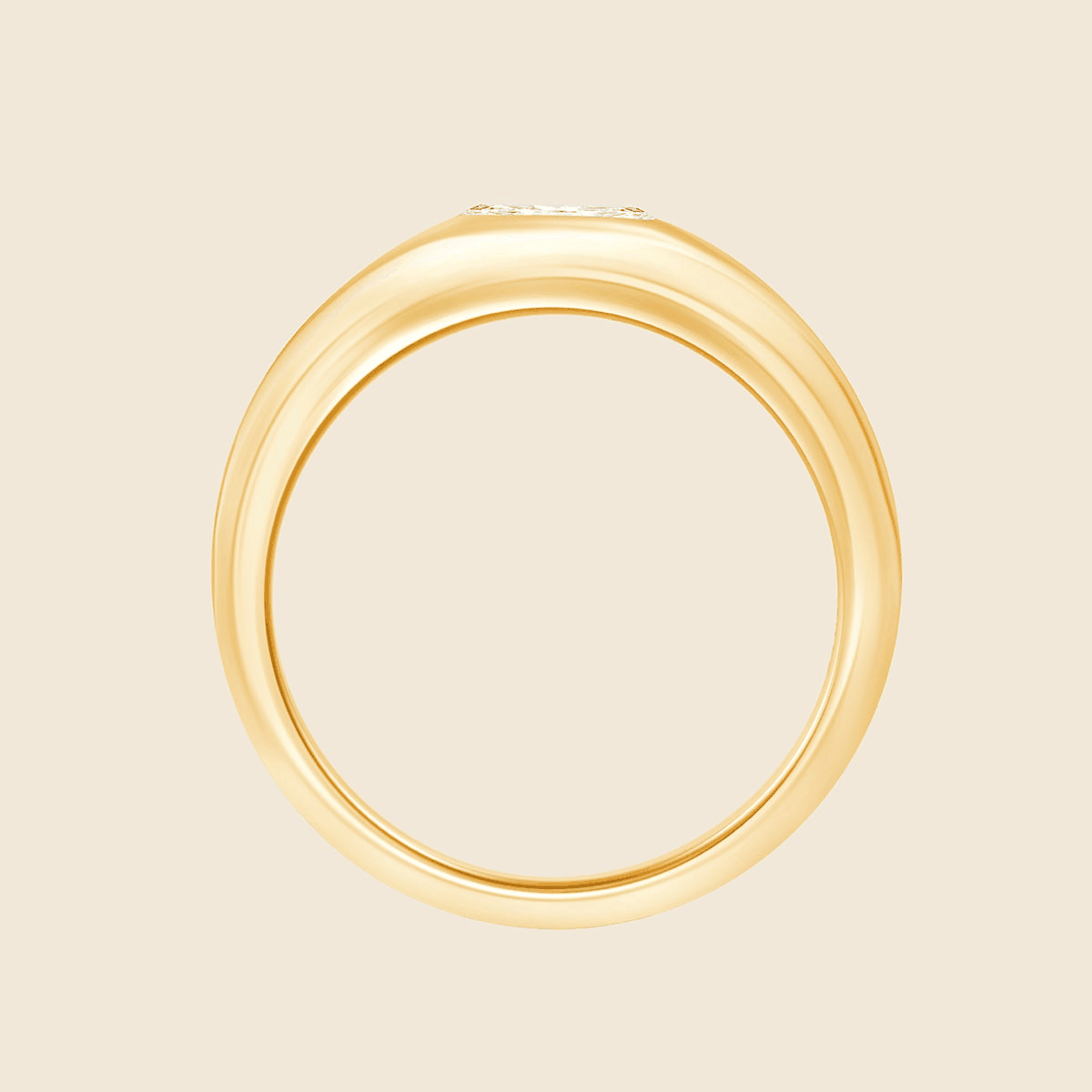 Gelbgold-Siegelring mit zentralem Marquise-Lab-Diamanten, seitlich