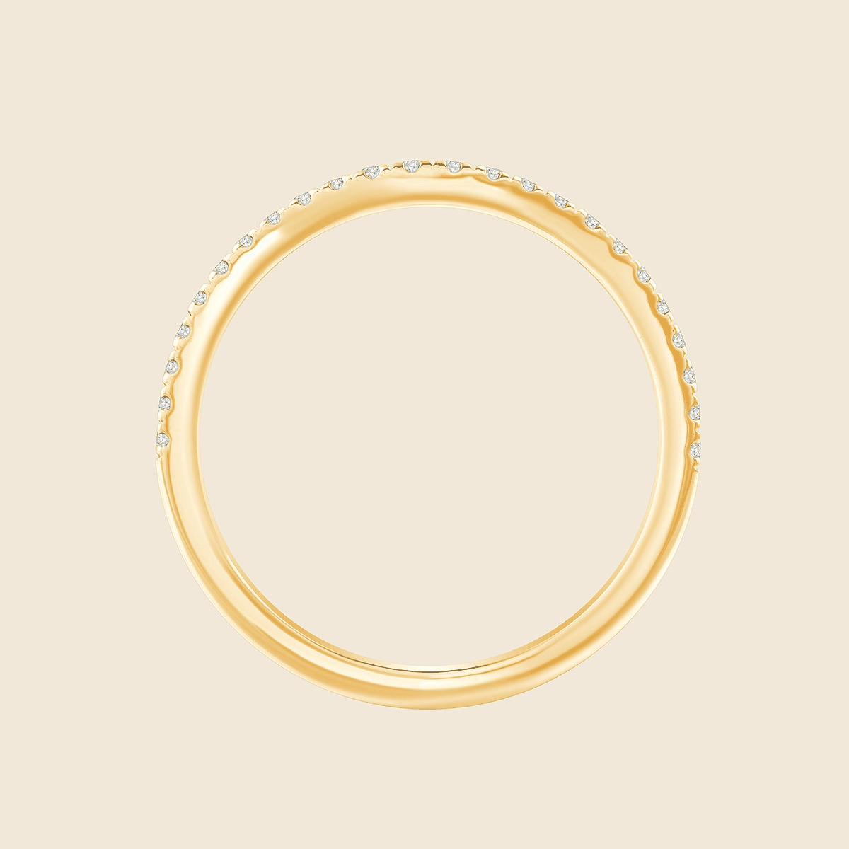 Gelbgold Ring mit kleinen Lab Diamanten in organischem Design, seitlich