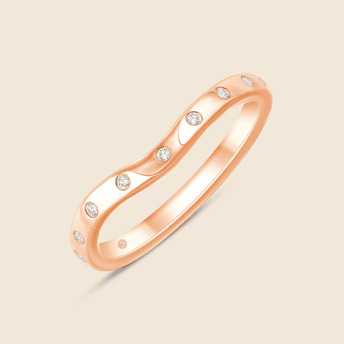Rosegold Ring im Wellenform mit kleinen runden Lab Diamanten