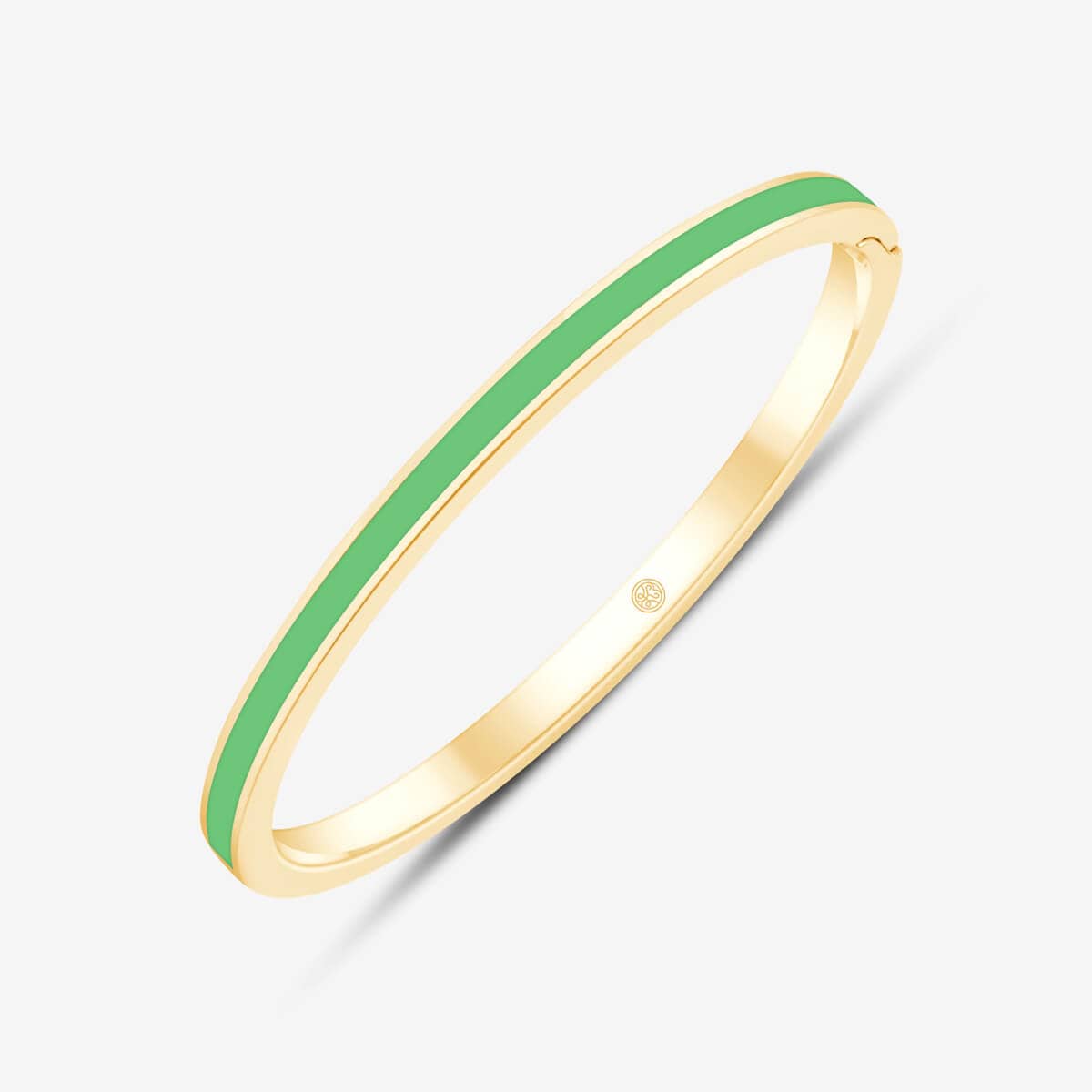 Gelbgoldener Armschmuck mit grünem Keramik
