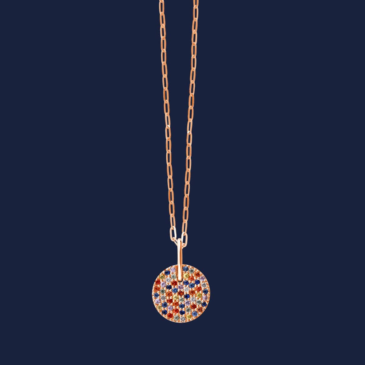 Bunte Kette mit Edelsteinen in Rosegold
