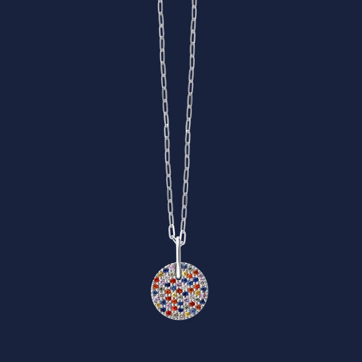 Runde glitzernde Kette in Weißgold