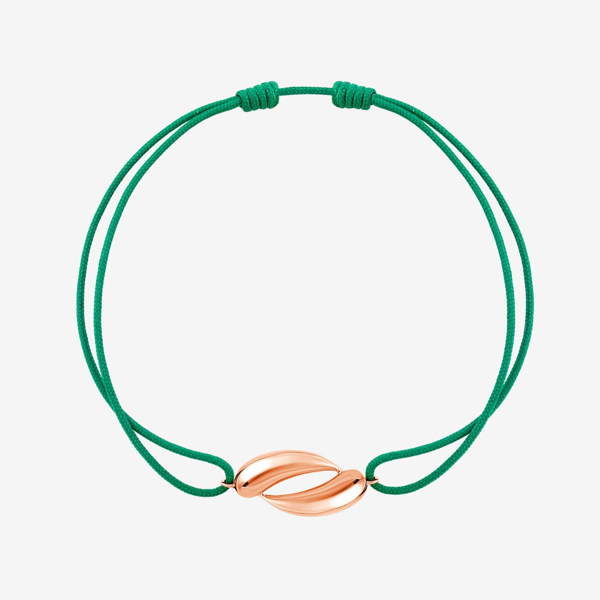 Grünes Kordarmband mit 18k vergoldetem Anhänger in Rose