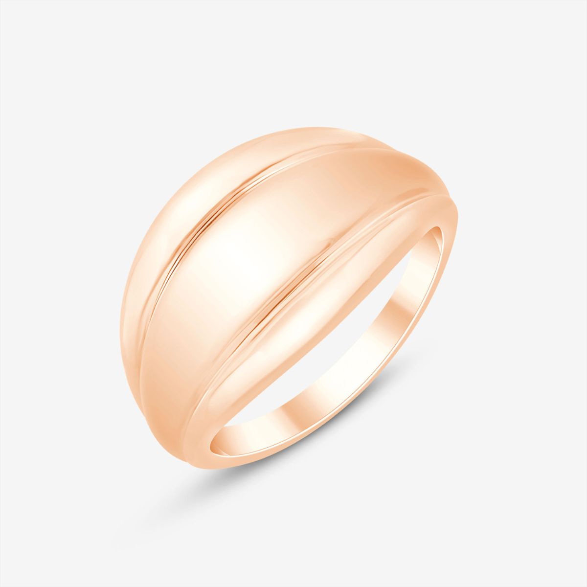 Rosé Ring mit breitem, gewölbtem Band und glänzender Oberfläche