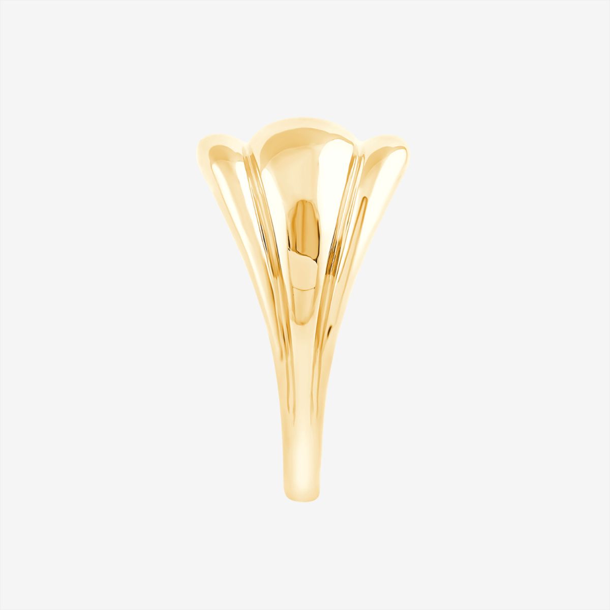 Goldener Ring mit breitem, gewölbten Band in Seitenansicht