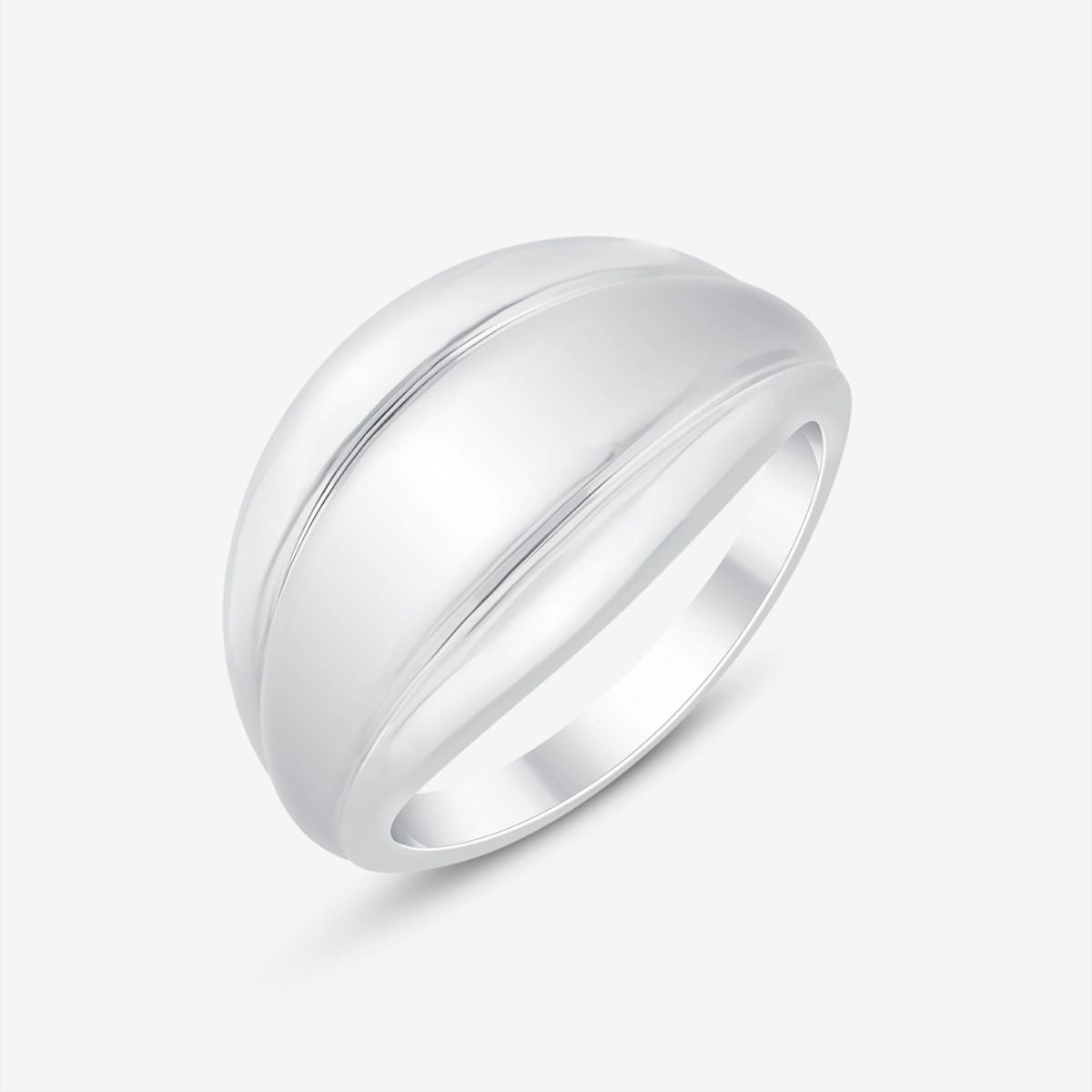 Silber Ring mit breitem, gewölbtem Band und glänzender Oberfläche