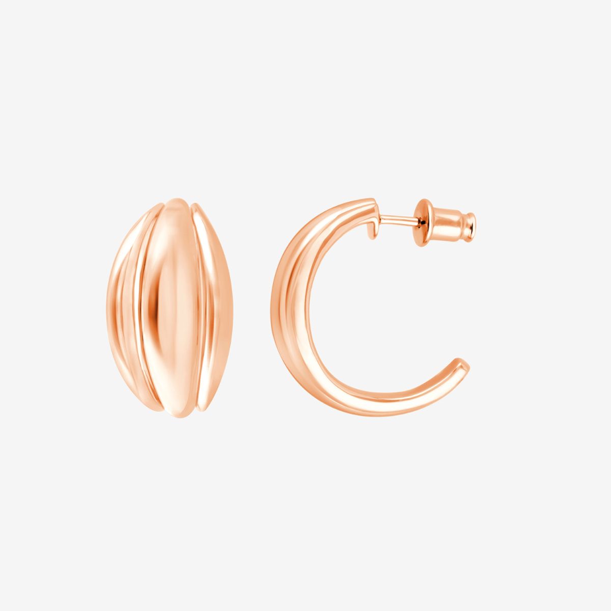 Rosé Halbkreolen mit gewölbter Oberfläche, Vorderseite- und Seitenansicht