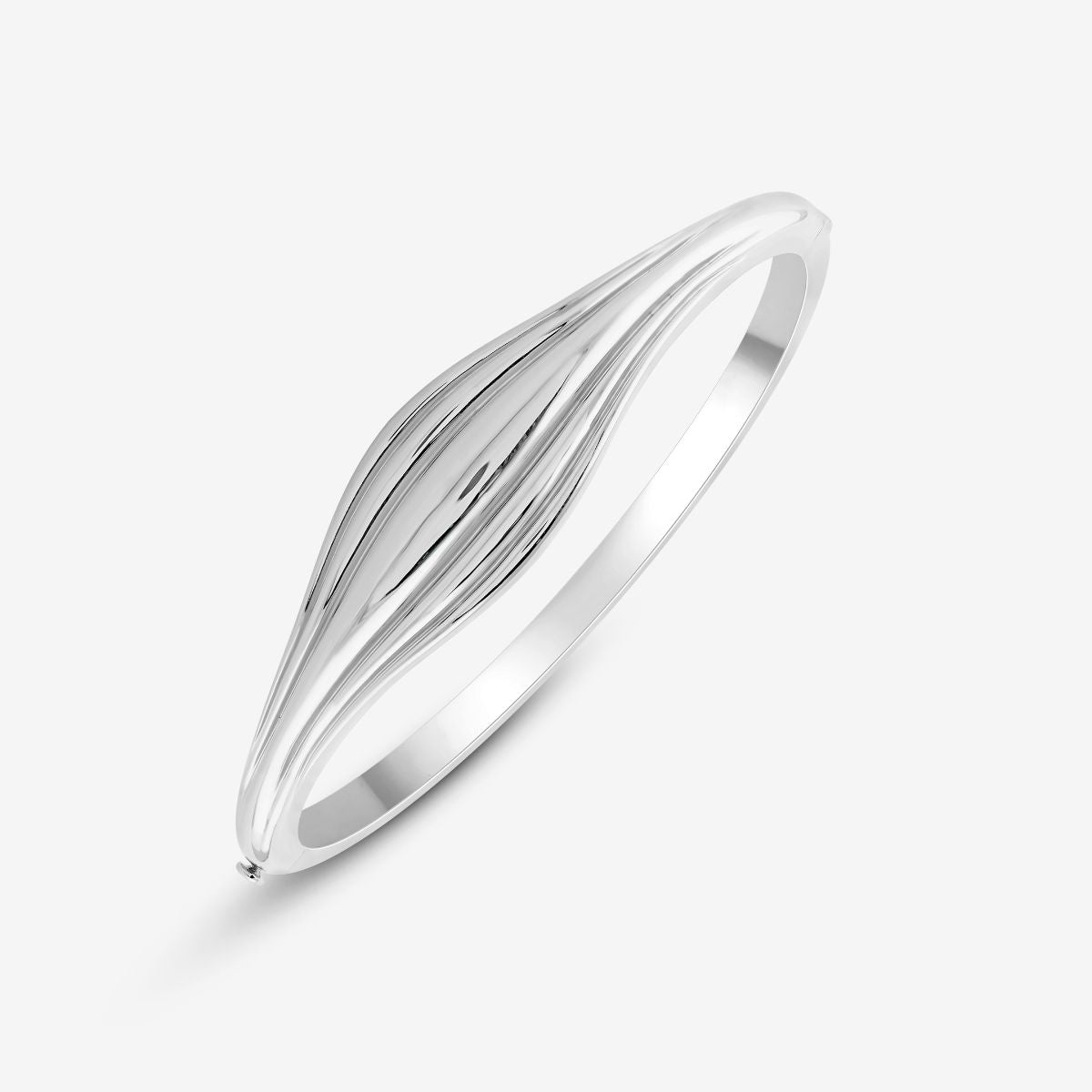 Silber Armreif mit gewölbter Wellenform in Normalansicht