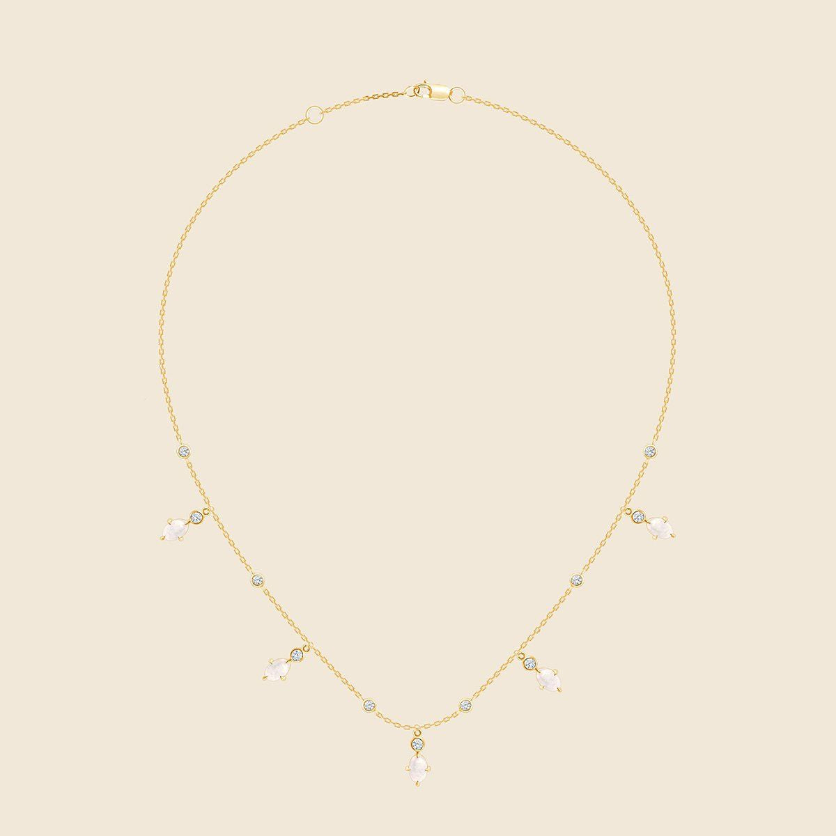 Opalkette mit mehreren australischen Opalen und Lab-Diamanten, 14k Gold