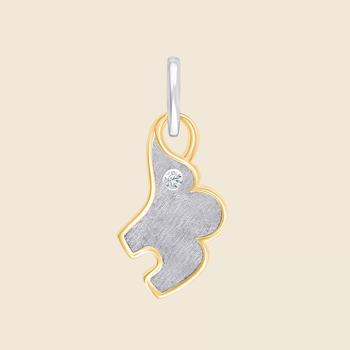 Elefant Anhänger in Gold und Silber mit Lab Diamant