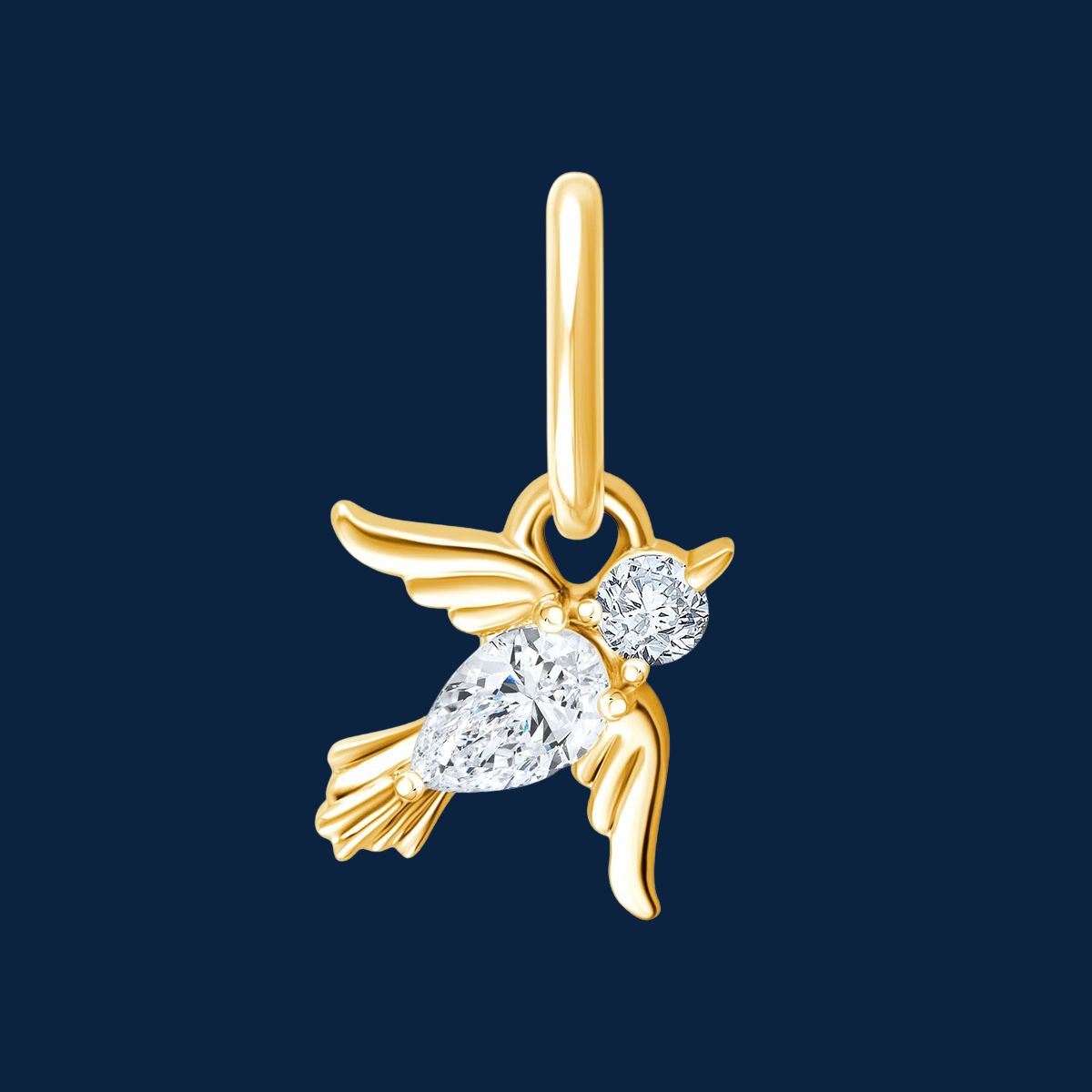 Friedenstaube Anhänger mit natürlichen Diamanten in 14k Gelbgold