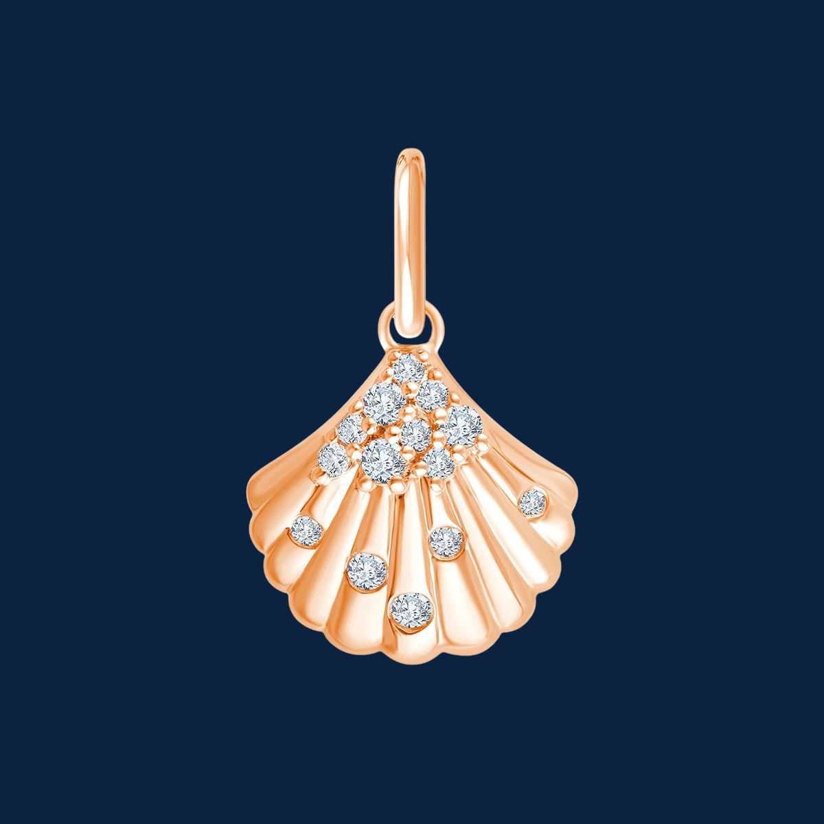 Muschel Anhänger mit natürlichen Diamanten in 14k Rosegold