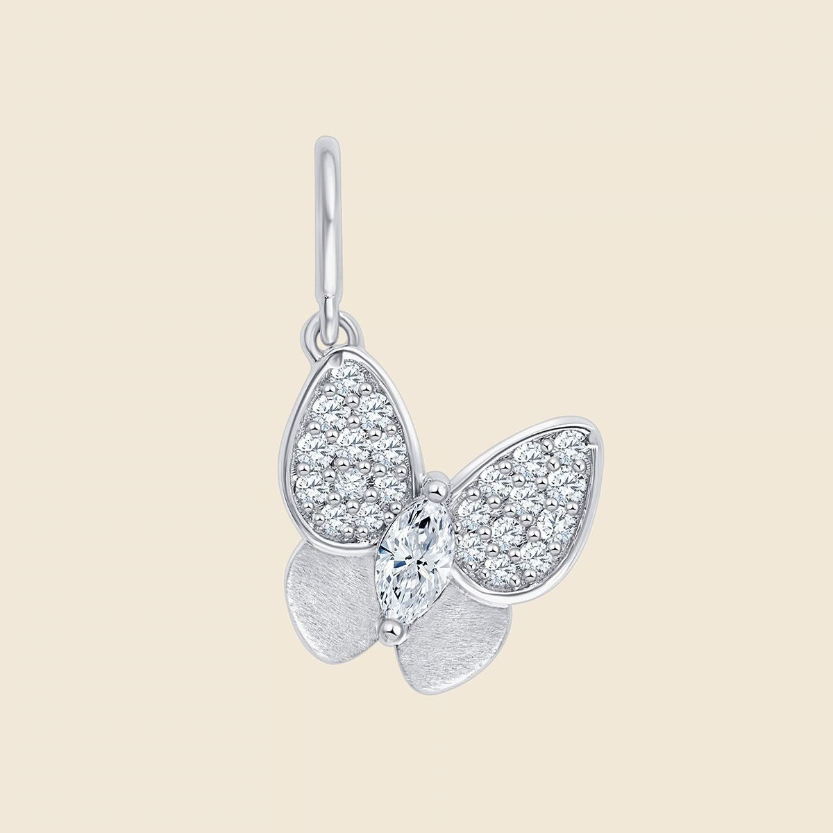 Schmetterling Anhänger mit Lab Diamanten in 14k Weißgold