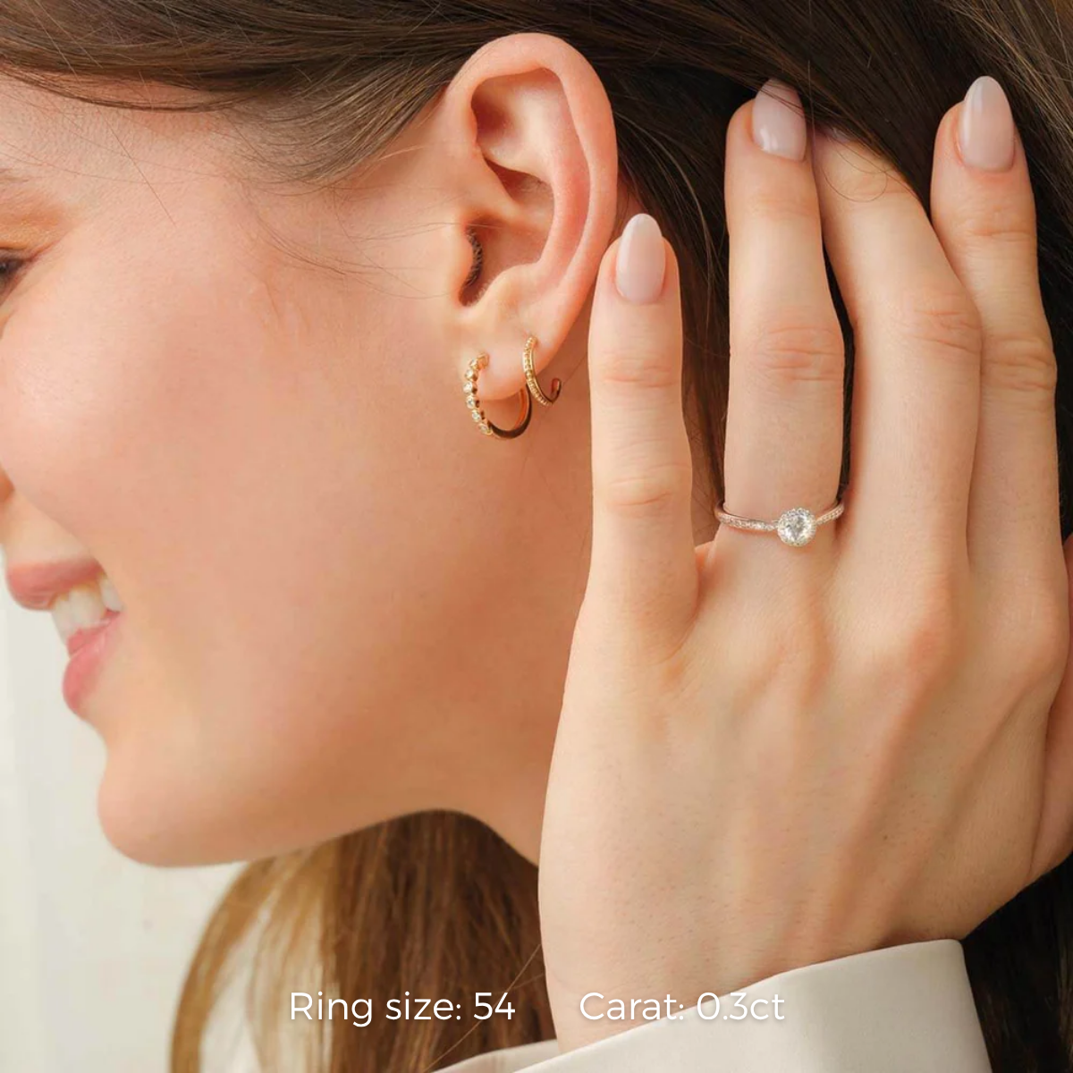 Micro Cathedral Halo Pinched Round Ring