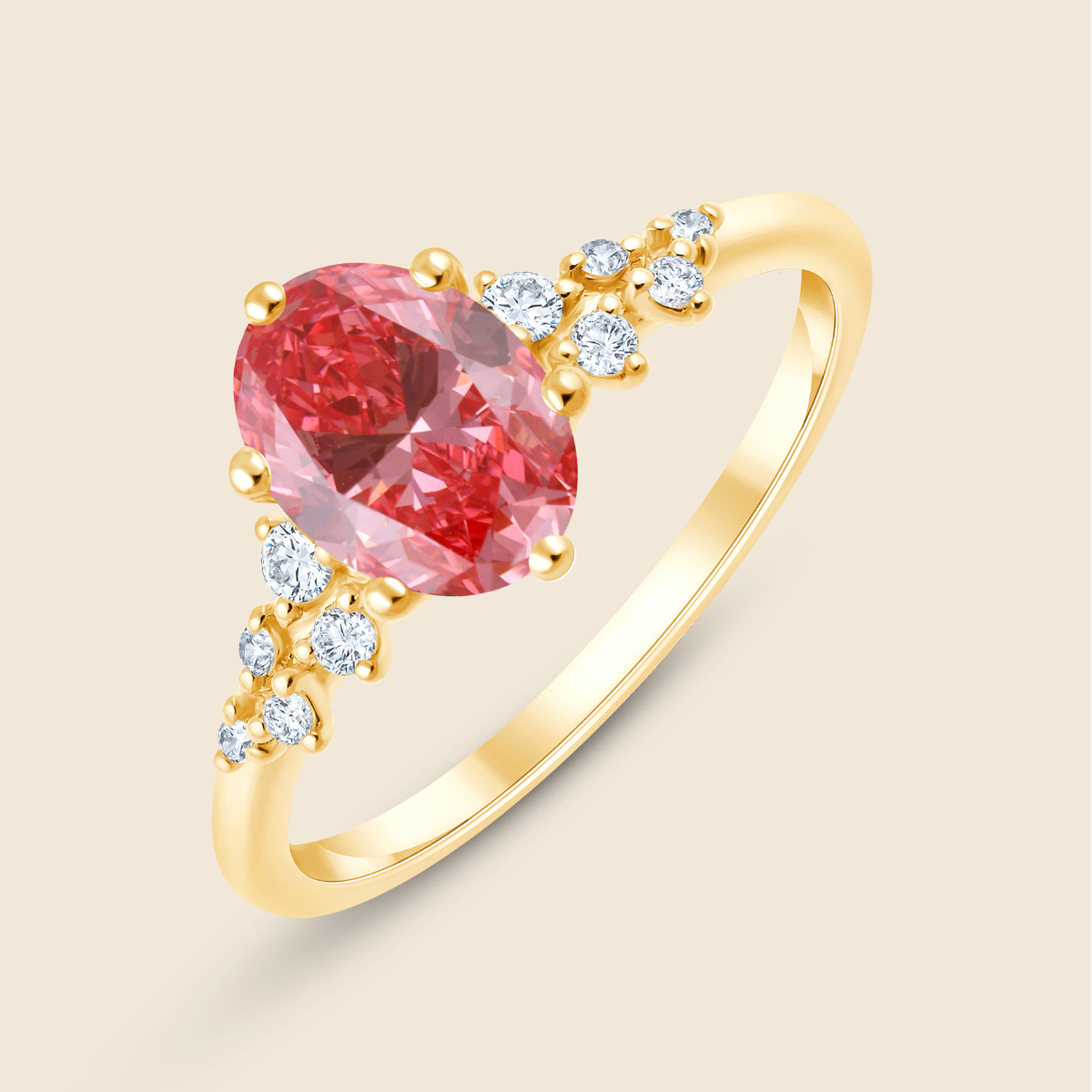 Stardust Oval Pink Custom Ring