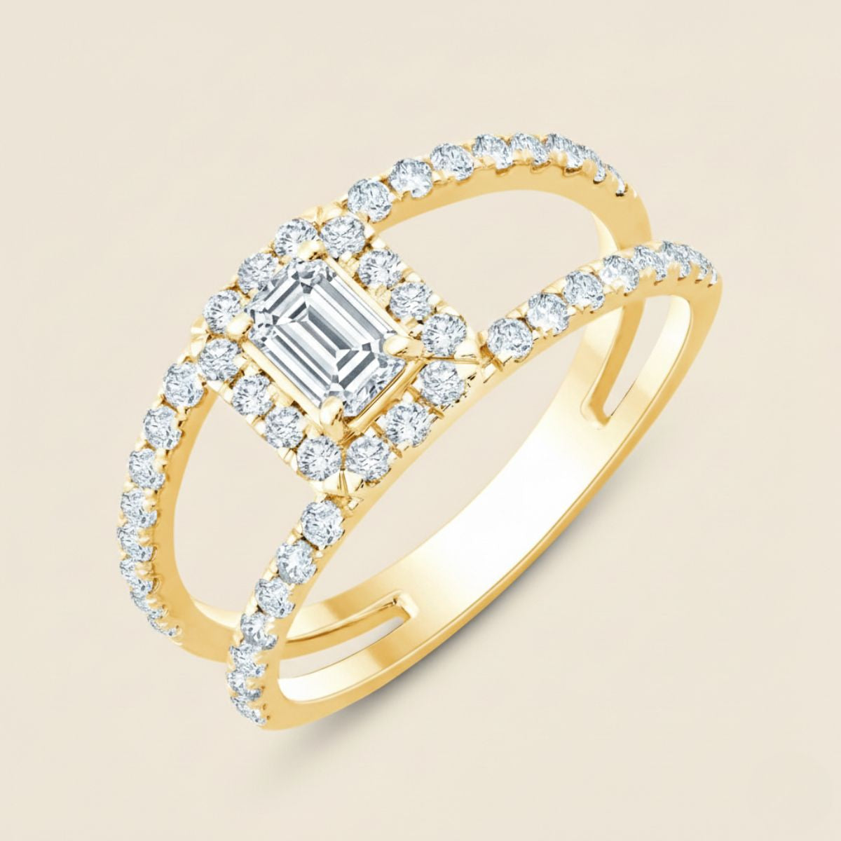 Emerald Micro Halo Custom Ring