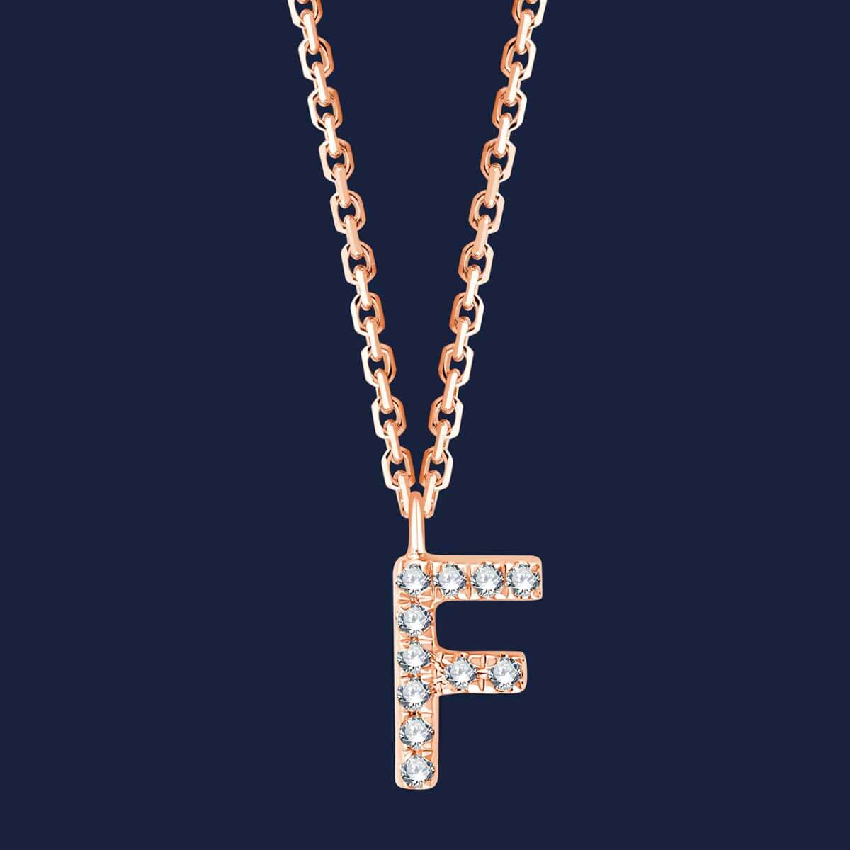 Initialen Kette F in Roségold
