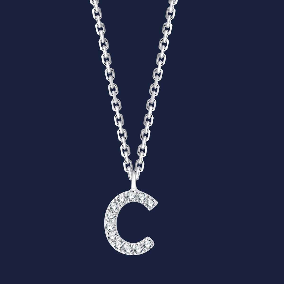 Initialen Kette C in Weißgold