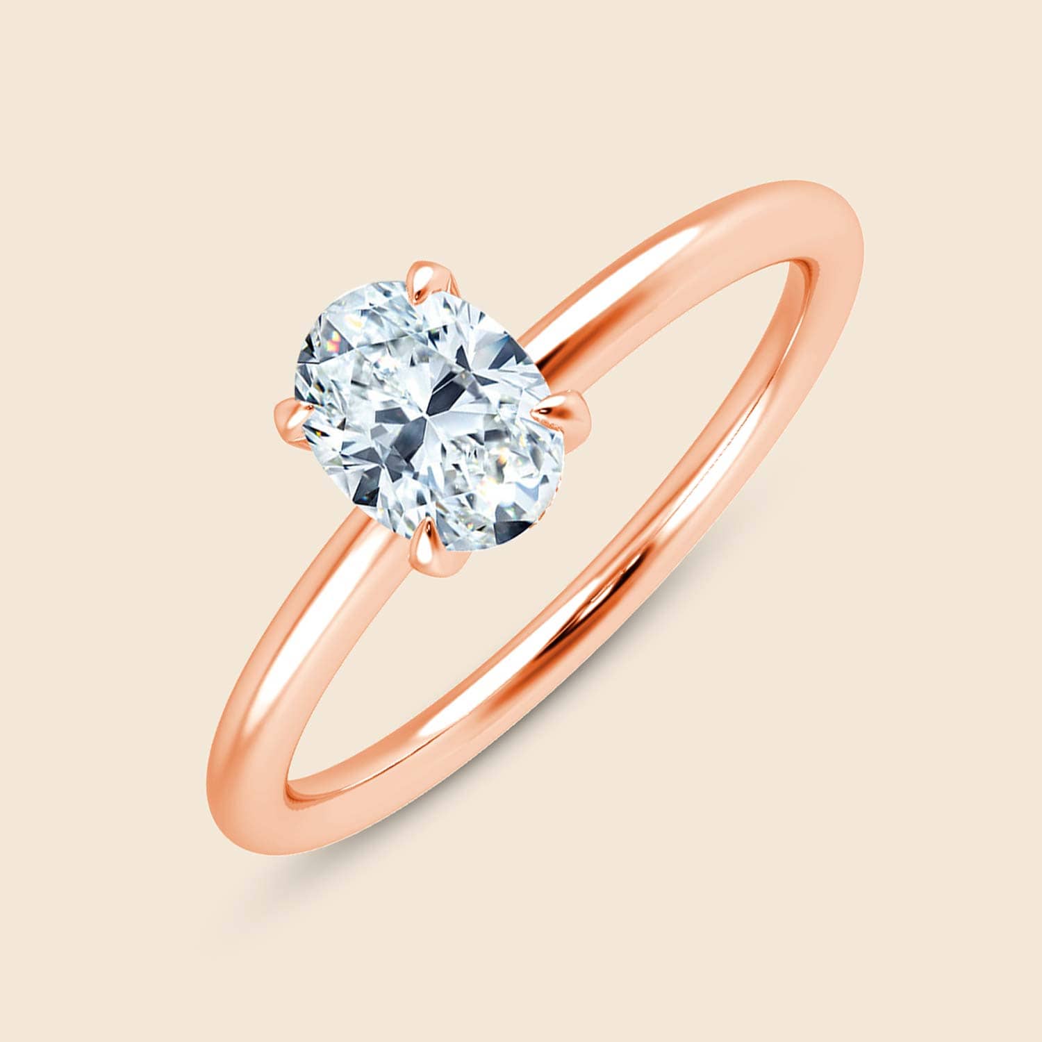 14k Roségoldring mit Lab Diamant inspiriert von einer Wildblume