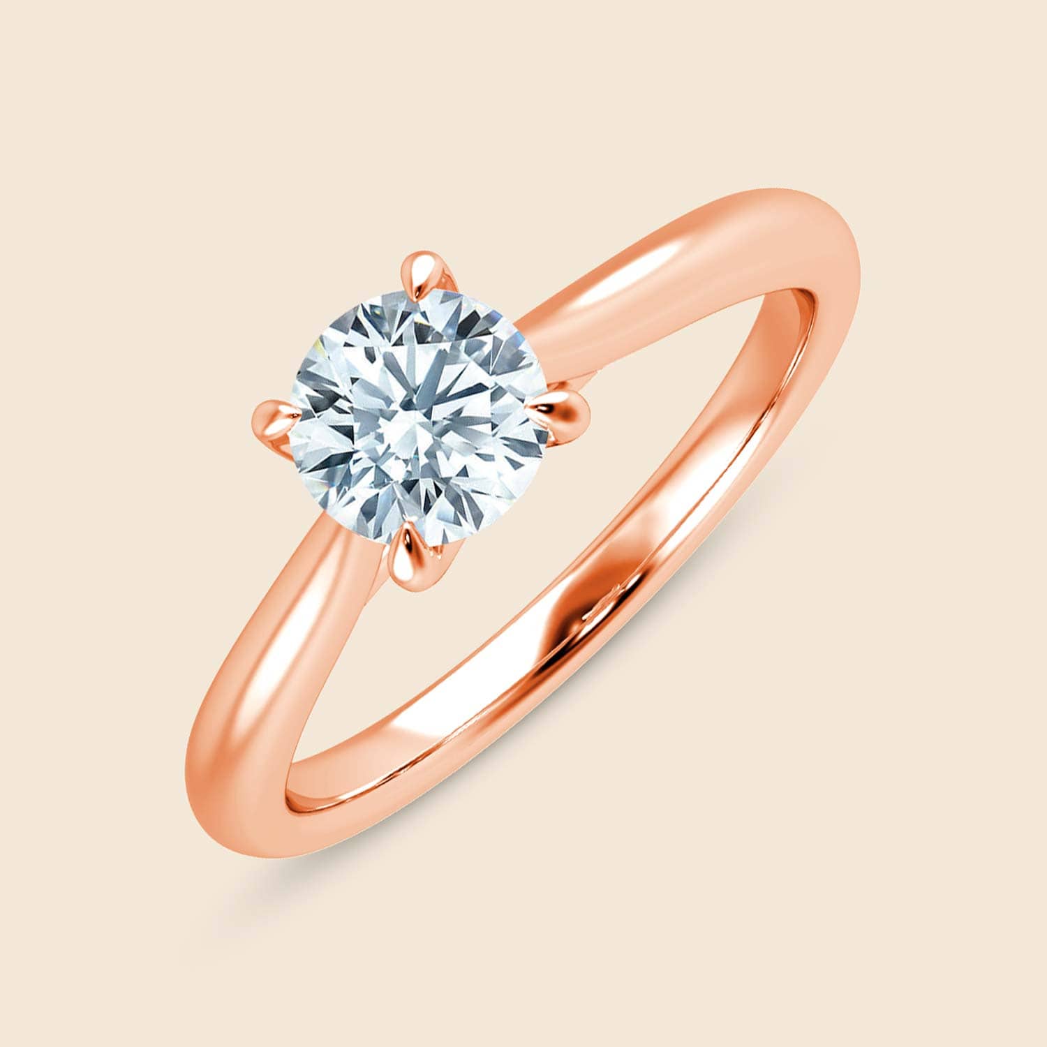 Roségoldener Ring mit Lab Diamant und Kathedralen Silhouette