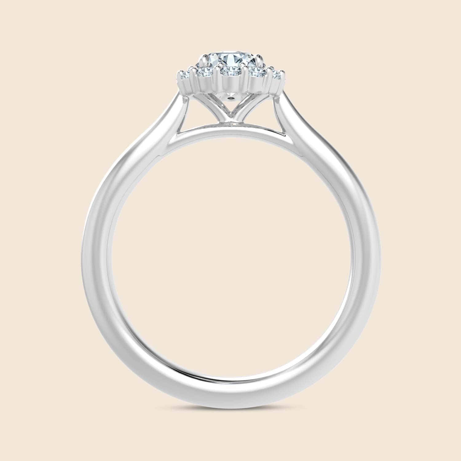 Seitenansicht Hyazinthen Halo-Ring Rundschliff